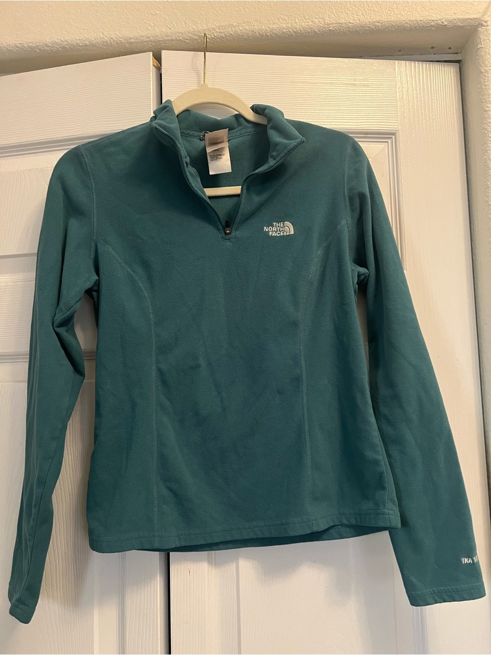 The North Face Teal Quarter-Zip Fleece Pullover Top